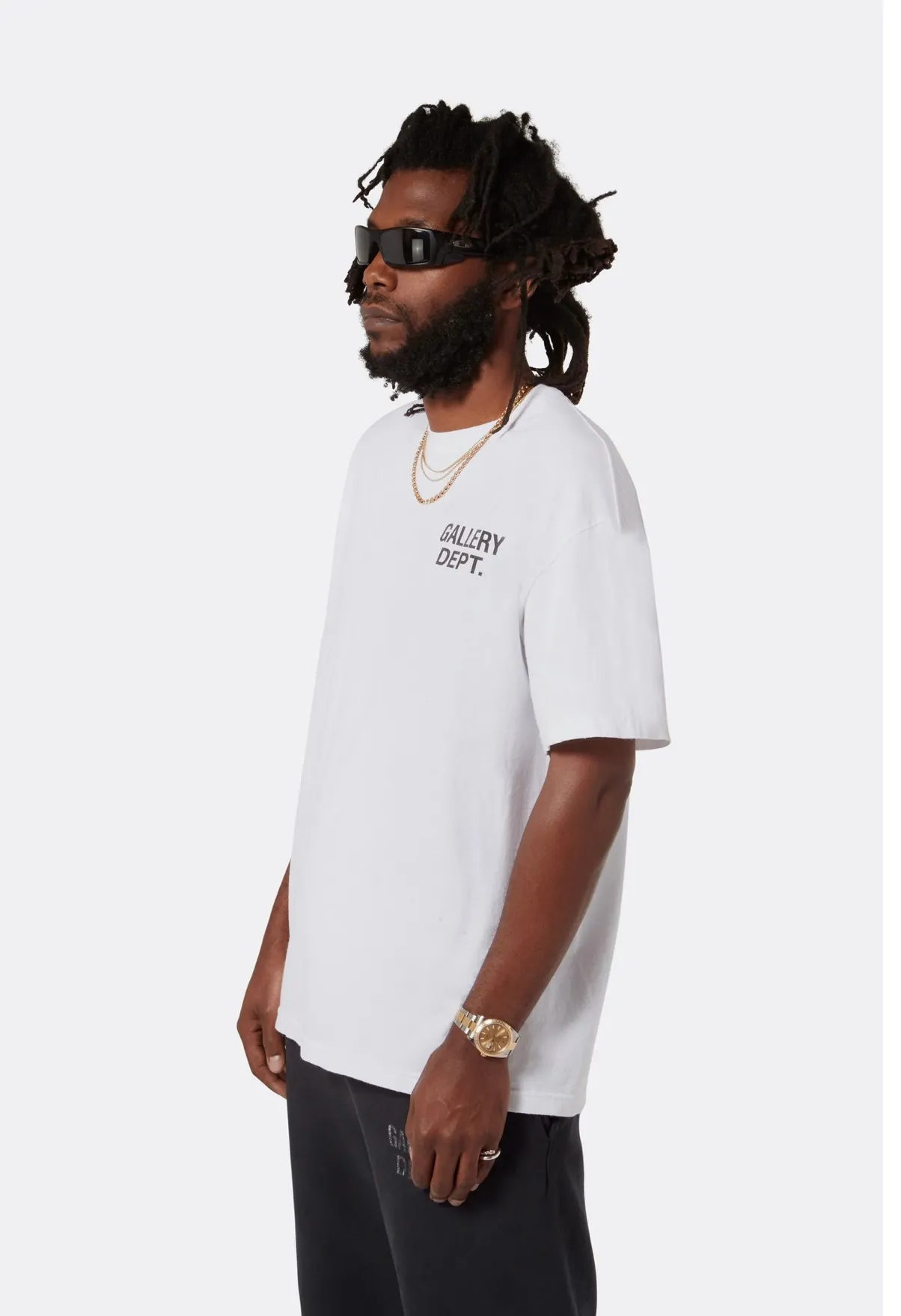 GALLERY DEPT. SOUVENIR TEE English LOGO commemorative basic short-sleeved white S-XL original consistent cotton and linen cylindrical fabric high poundage 230g fabric accessories matching correct version